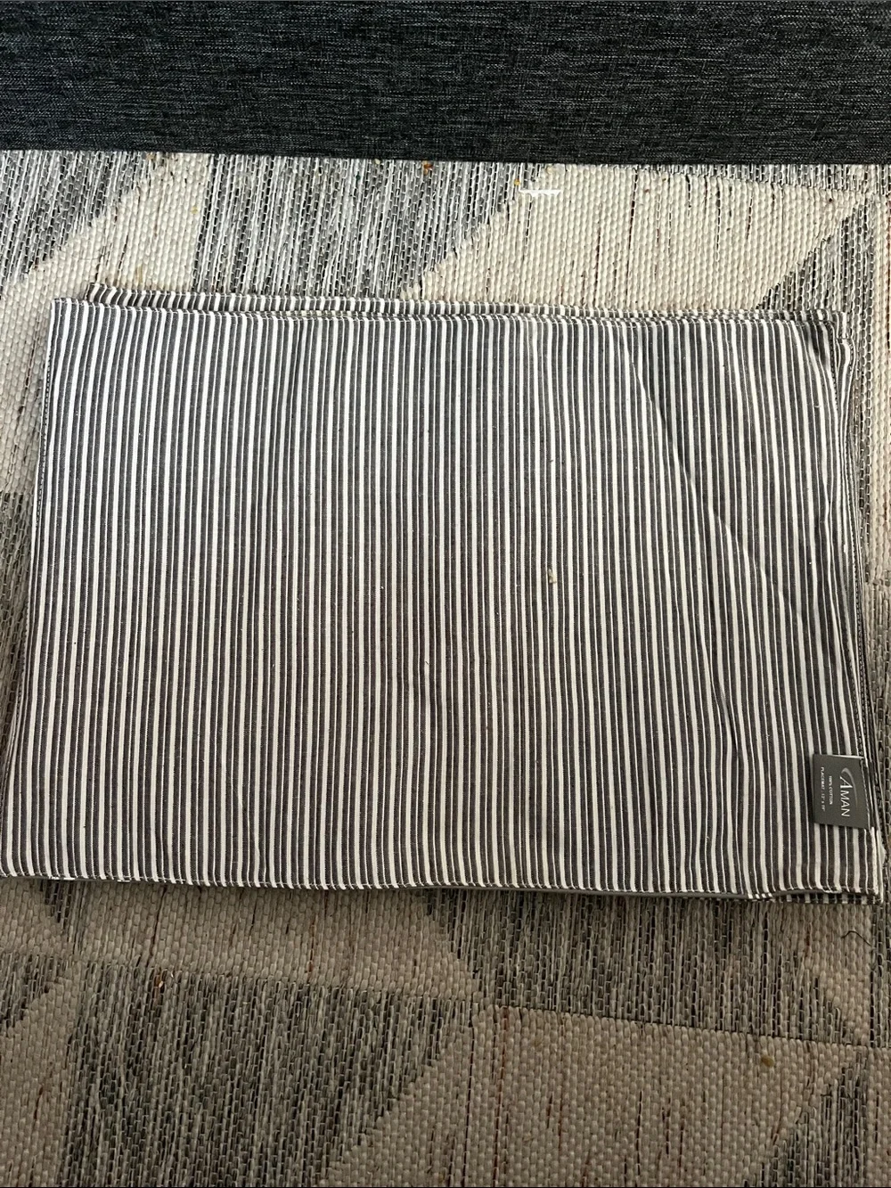 NWT Aman reversible Gray Placemat with White Cutlery Print